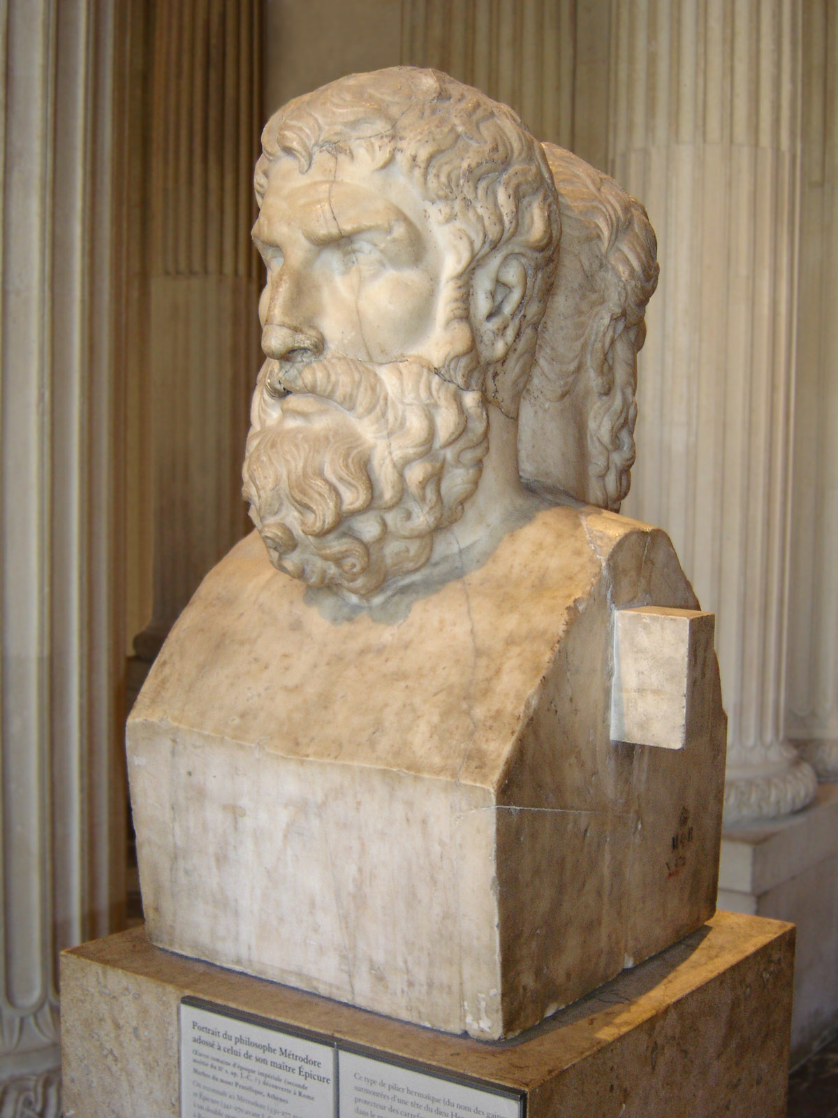 Ancient marble bust of Epicurus, Louvre, Paris