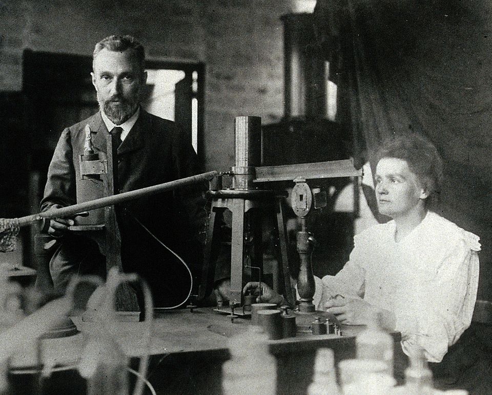 Pierre and Marie Curie in their Paris laboratory, circa 1904