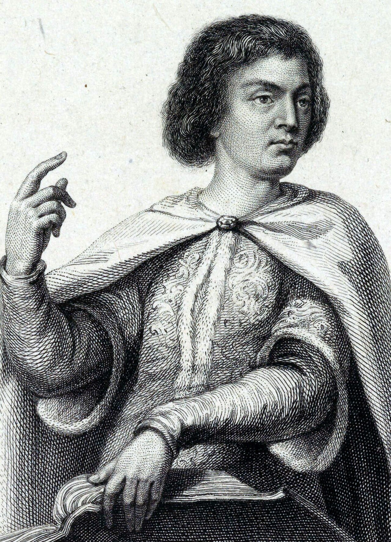 Engraved portrait of Peter Abelard, logician and theologian of medieval Paris